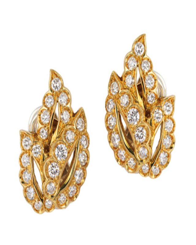 18K Yellow Gold Diamond Earrings